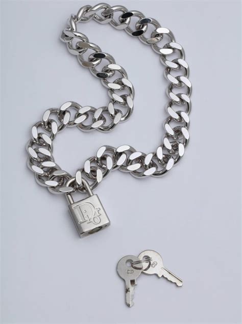 dior lock necklace silver|christian Dior chunky necklace.